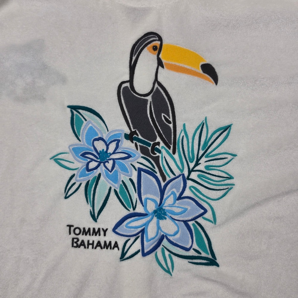 Tommy Bahama Terry Camp Shirt Mens XXL White Tropical Toucan Embroidered NWT - Picture 3 of 11